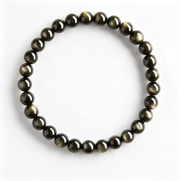 Gold Sheen Obsidian Bracelet - Gold Sheen Obsidian bead bracelet